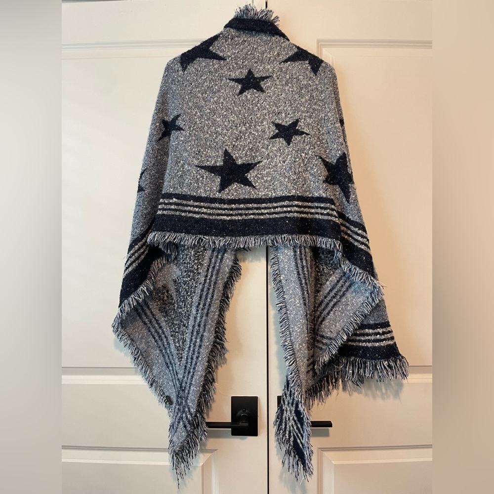 Blue Star Poncho Scarf Wrap - Picture 6 of 7